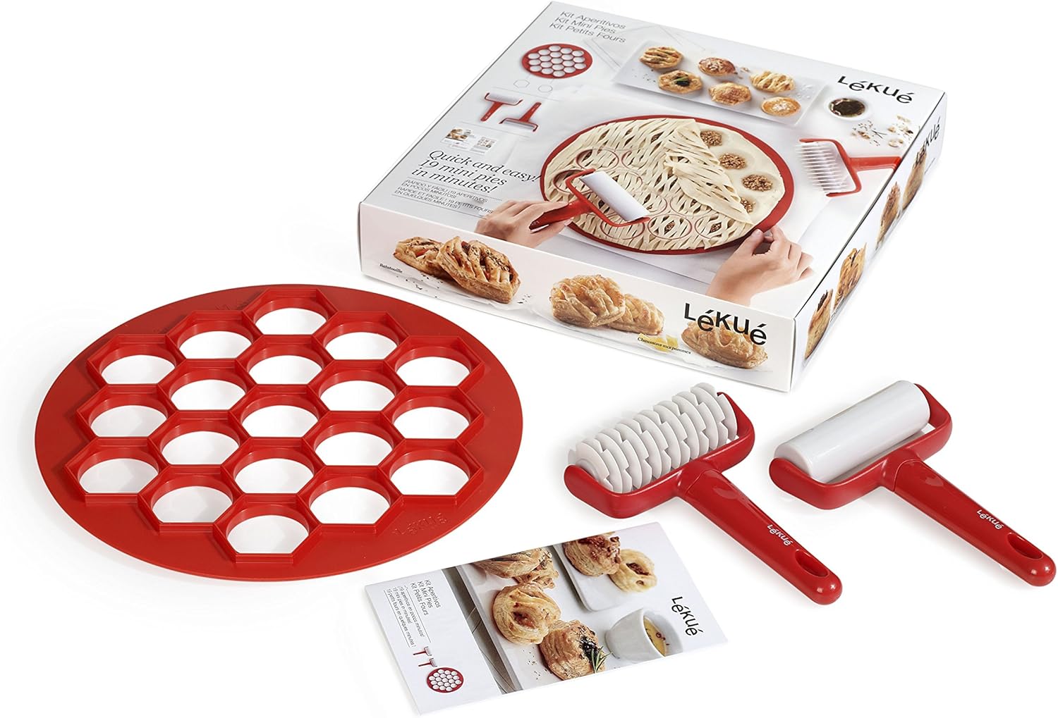Red Lekue 0200130SURM017 Mini Pie Kit Bakeware Pie, Tart & Quiche Pans