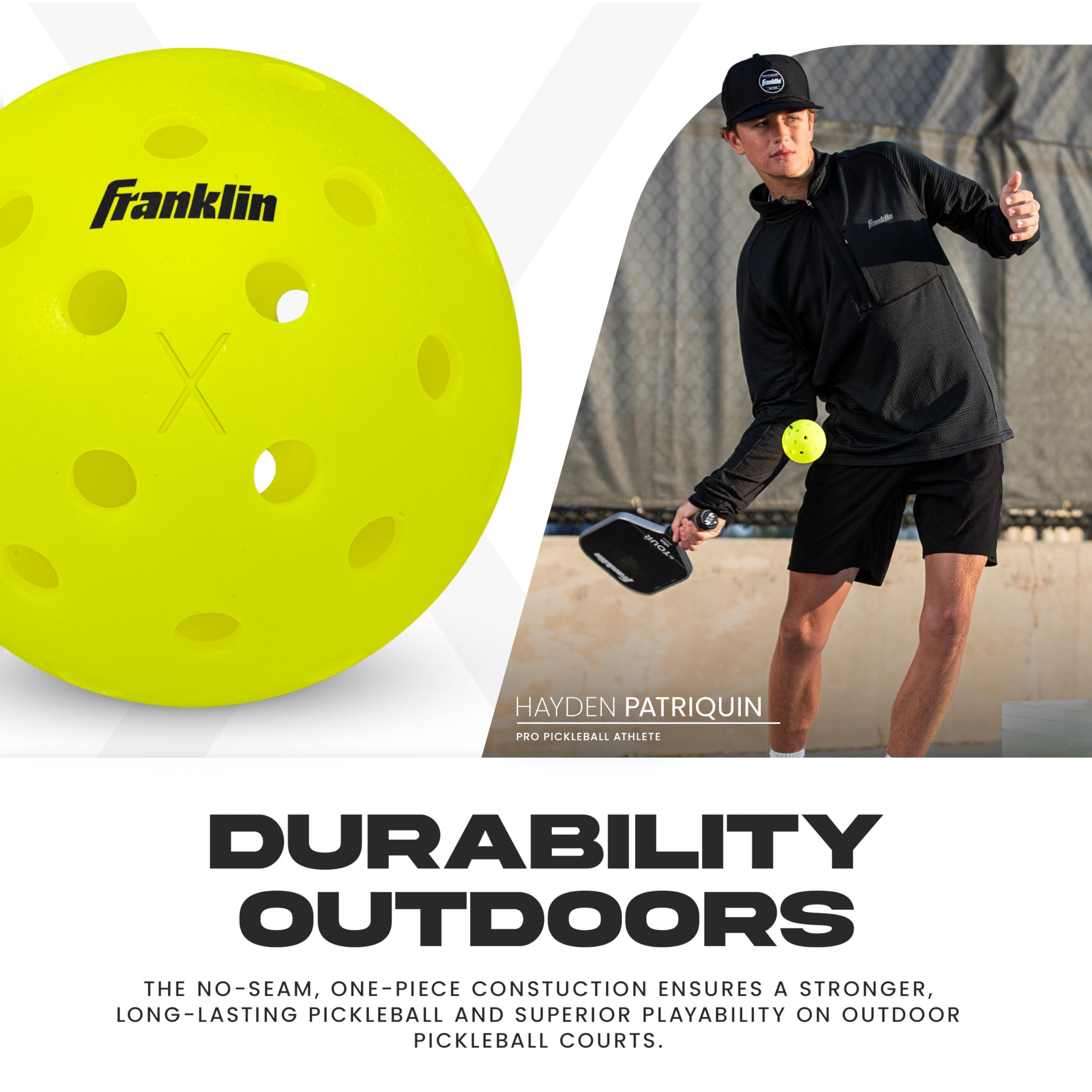 Franklin Sports X-40 Outdoor Pickleballs - Official Ball of USA Pickleball, APP Tour + US Open - Regulation Size