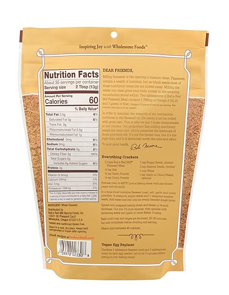 BOB’S RED MILL FLAXSEED MEAL, 16OZ (PACK OF 4) – NON GMO, VEGAN, PALEO FRIENDLY, KETO FRIENDLY, KOSHER