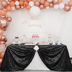 Trlyc Black Sequin Tablecloth - 60x84inch Glitter