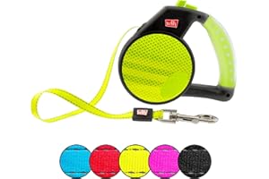 WIGZI Reflective Gel Retractable Leash, Yellow, Small