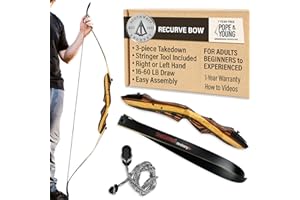 Southwest Archery Tigershark Takedown Recurve Bow – Standard & PRO Versions – 62" Hunting Bow – Left & Right Handed – Draw Weights in 16lb-60lb – USA Based Company – Includes Stringer Tool