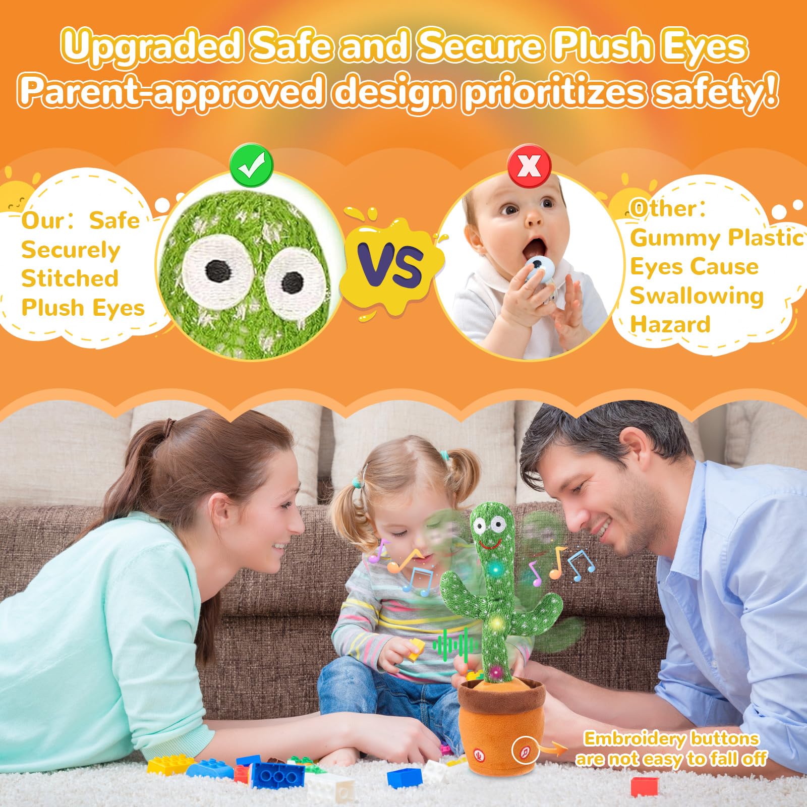 MILEGI Dancing Talking Cactus Baby Toy, Singing Mimicking Repeating Plush – Educational Interactive Toddler Toy, Repeat What You Say, Tummy Time Toys for Infant Boys Girls 1 Year Old