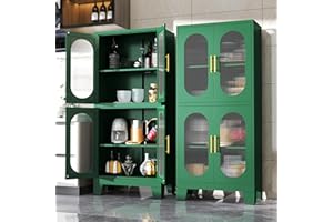 erosoei Pantry Storage Cabinet, 61" Pantry Cabinets with Acrylic Glass Doors and Adjustable Shelves, Metal Kitchen Pantry Cabinet for Kitchen, Living Room, Laundry Room and Dinning Room
