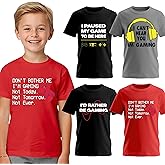 BROOKLYN VERTICAL 4-Pack Boys Short Sleeve Crew Neck T-Shirt with Chest Print | Soft Cotton Sizes 6-20