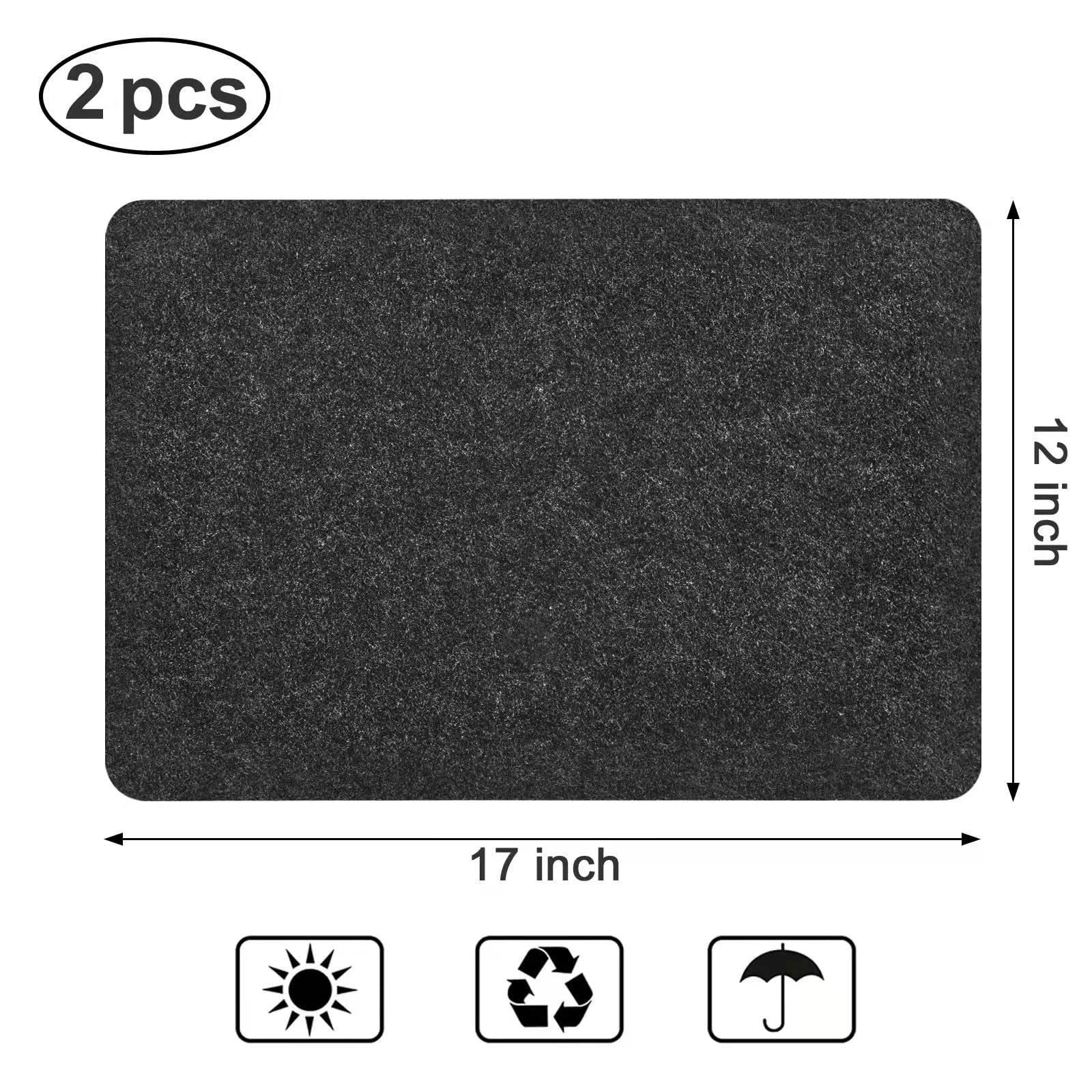 2 Pcs Heat Resistant Mat for Air Fryer, Coffee Maker, Toaster - Black Rectangular Felt & Silicone Countertop Protector with Sliding Function