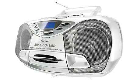 Karcher CD Radio RR 510N-W - Boombox (mit CD Player, UKW Radio, Kassettenspieler, MP3 Player über CD oder USB)