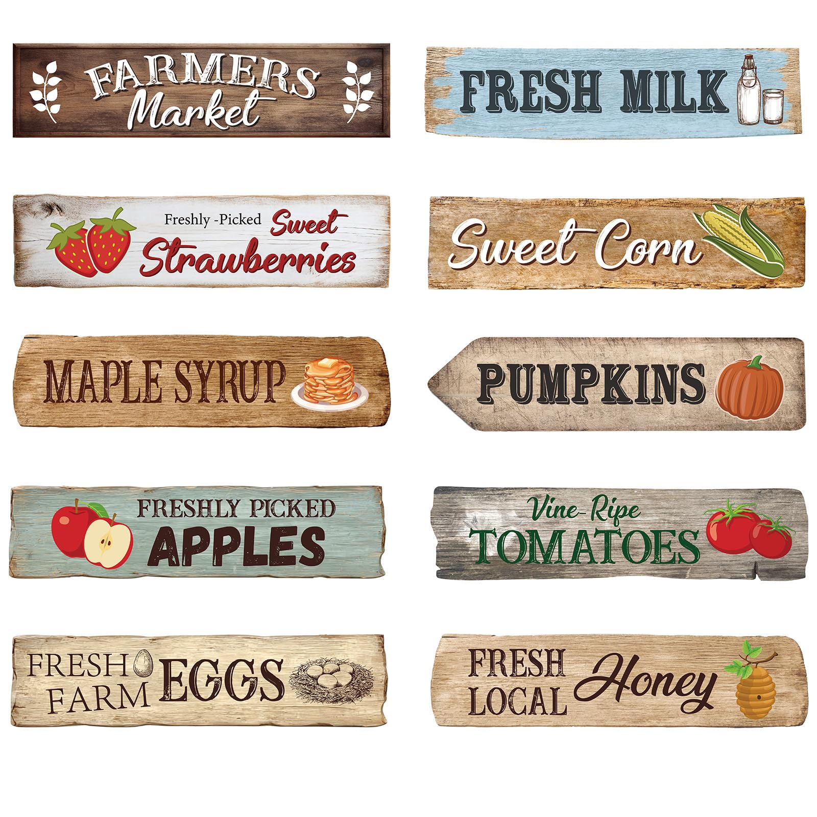 Photo 1 of 10 Pcs Farmers Market Directional Sign, Fresh Produce Signage Party Decorations, Farmers Market Themed Outdoor Photo Backdrops for Party Supplies (Not Include Wooden Stakes)