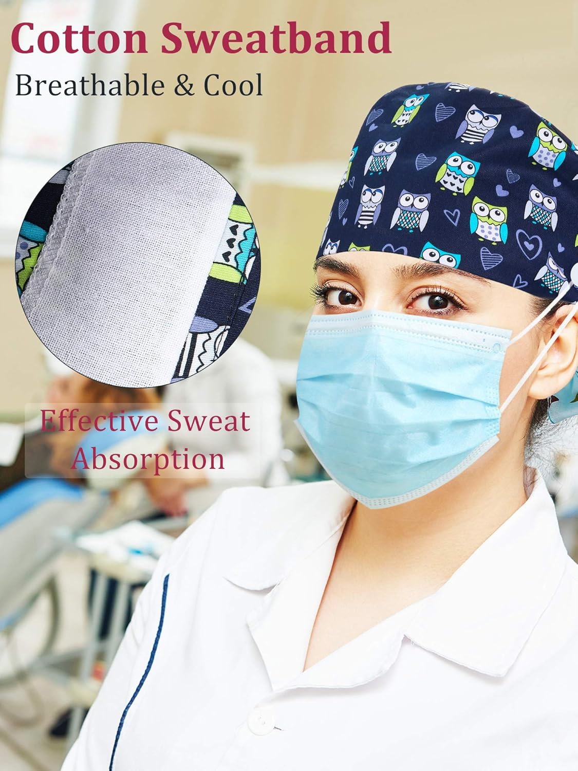 8 Pieces Working Caps with Button Tie Back Hats with Sweatband for Women Men (Animal Style): Clothing