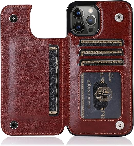 Amazon Com Suteni Iphone 12 Pro Max Wallet Case Iphone 12 Pro Max Wallet Case Slim Credit Card Slot Holder Leather Magnetic Closure Kickstand Wallet Case Compatible With Iphone 12 Pro Max 6 7 Inch Brown