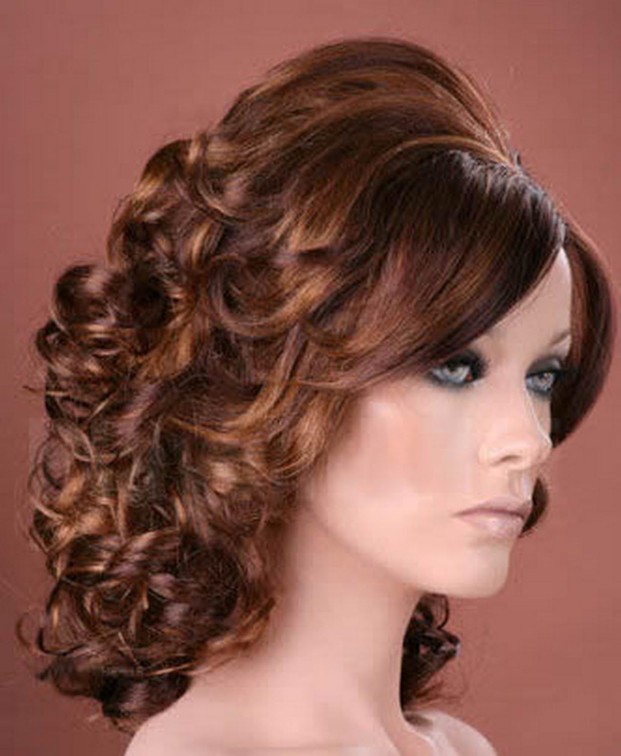 Forever Young Ladies Medium Style Tousled Full Curls Light Auburn