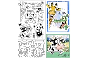 GLOBLELAND Lot de matrices de découpe et de découpe en silicone transparent pour fabrication de cartes Motif animaux animaux 