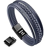 murtoo Mens Leather Bracelet with Clasp Cowhide Multi-Layer Braided Leather Mens Bracelet