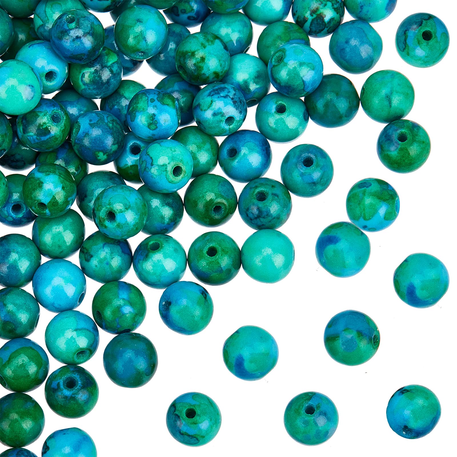 OLYCRAFT About 93~99pcs Natural Chrysocolla Beads 8mm Round Gemstone Beads with Hole Energy Stone Loose Beads for Bracelet Necklace Jewelry Making — image 1