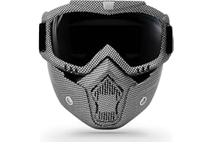 GGBUY Motorcycle Goggles with Removable Face Mask, Riding Glasses Dirt Bike ATV Motocross Detachable Eyewear Offroad Airsoft Paintball Cycling Protective Full Face Mask Anti-Fog for Adults Youth