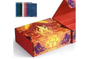 UAONO Card Storage Box for MTG, Trading Card Deck Box Holds 1800+ with 6 Dividers, Leather Printing Magnetic Closure Card Storage Case Fits TCG CCG Sports Cards (Red, Flame)