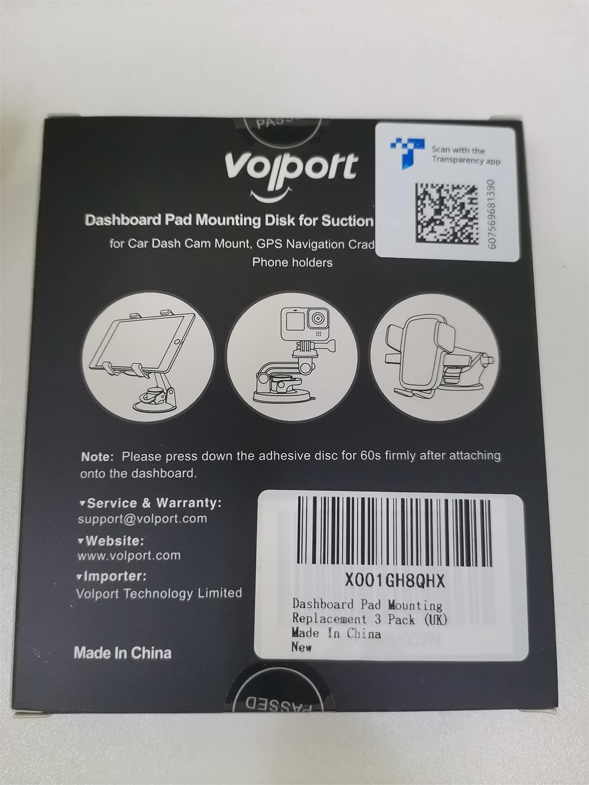 Dashboard Pad Mounting Disk for Suction Cup, 95mm (3.74