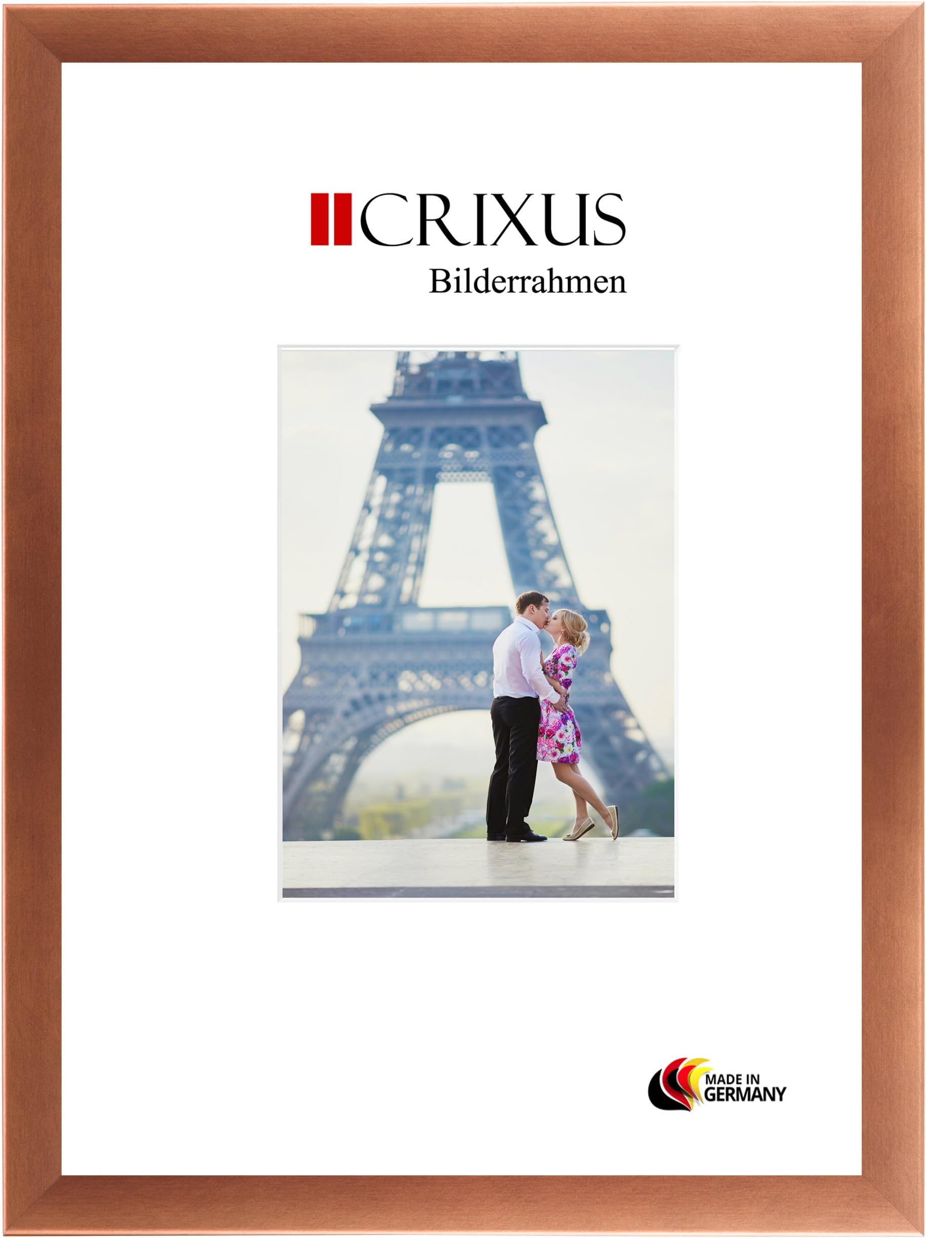Crixus35 Picture Photo frame for 80 cm x 120 cm pictures, color: Copper Brown, wood frame MDF with anti-reflective acrylic glass, frame width: 35mm, outside dimension: 85,8 x 125,8 cm
