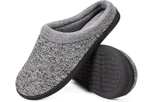HOMETOP Women's Warm Cotton Knit Memory Foam Slippers Soft Yarn House Slippers with Anti Slip Sole