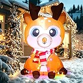 5FT Large Christmas Inflatable Reindeer Outdoor Decorations Blow up Reindeer Yard Decor Christmas Inflatable Deer with LED Lights for Outdoor Patio Lawn Garden Xmas Holiday Ornament Winter Party Decor