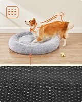 Feandrea Donut Dog Bed 100 cm Grey Fluffy Calming Plush Cover Removable Washable view 7