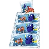 Herding Bettwäsche-Set „Findet Dorie“ – 100 % Polyester, 200 X 135 Cm + 80 X 80 Cm | Disney-Motiv, Türkis
