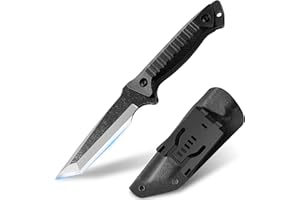 Brarvagur Fixed Blade Knife Tactical - 420HC Steel Belt Buckle Hunting Knife Horizontal, Camping Fixed-Blade Knives for Men (Savage Blade)