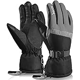 MCTi Ski Gloves,Winter Waterproof Snowboard Snow 3M Thinsulate Warm Touchscreen Cold Weather Women Gloves Wrist Leashes