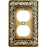 Franklin Brass Paisley Wall Plate, Tumbled Antique Brass Single Duplex Switch Cover, 1-Pack, 64045