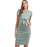 LaClef Women's Maternity Tank Dress - Sleeveless, Ruched, With Back Slit - Stretchy & Comfortable For Pregnancy - View #2