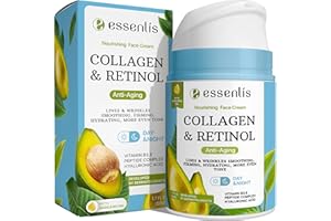 ESSENLIS Face Moisturizer Collagen Cream, Anti Aging Face Cream with Retinol Hyaluronic Acid Vitamin B, Day & Night Anti-Wrinkle Moisturizing Cream for Women & Men, 1.7 Fl Oz