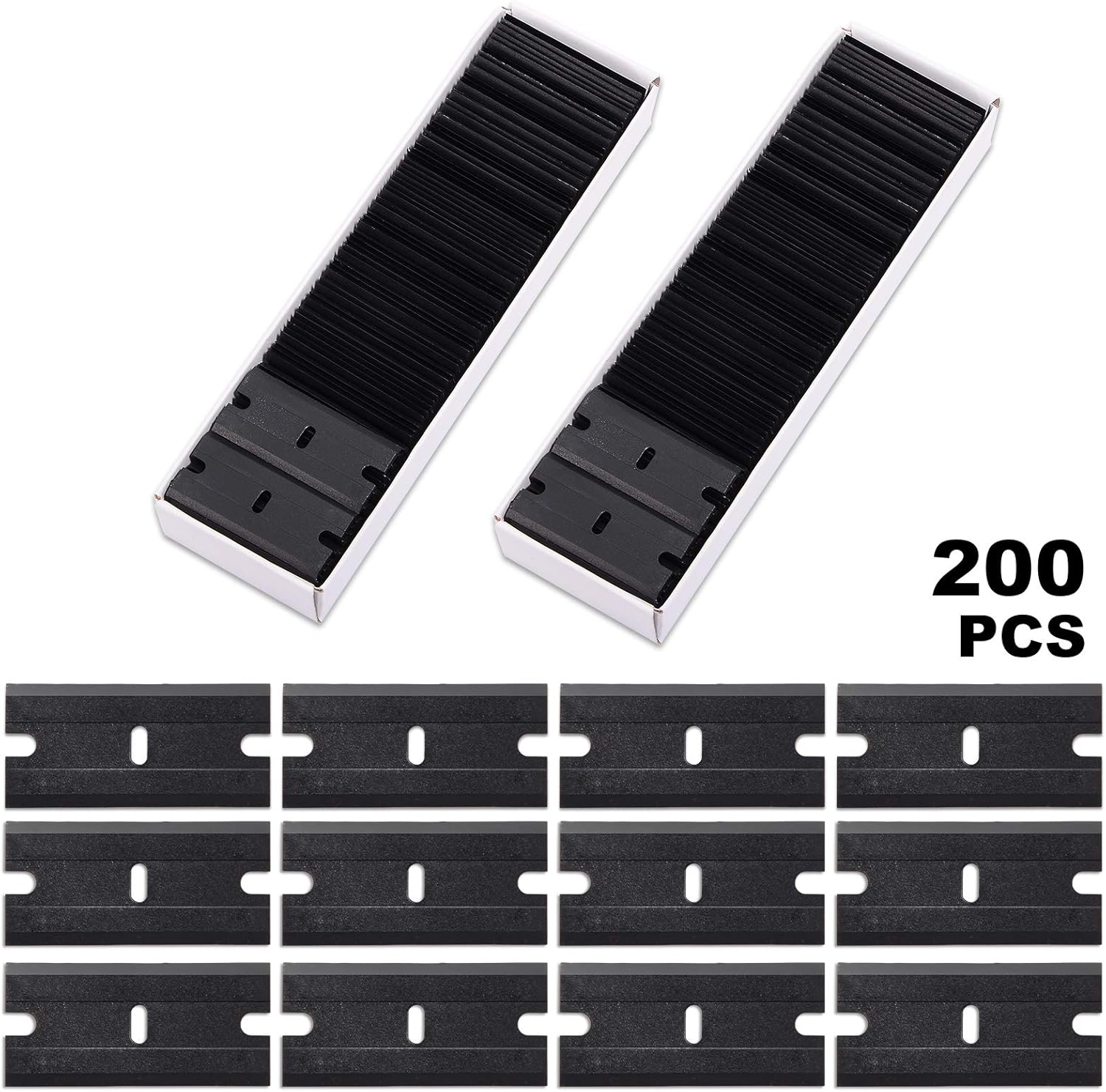 FOSHIO 200Pcs 1.5 Inch Black Plastic Razor Blades for