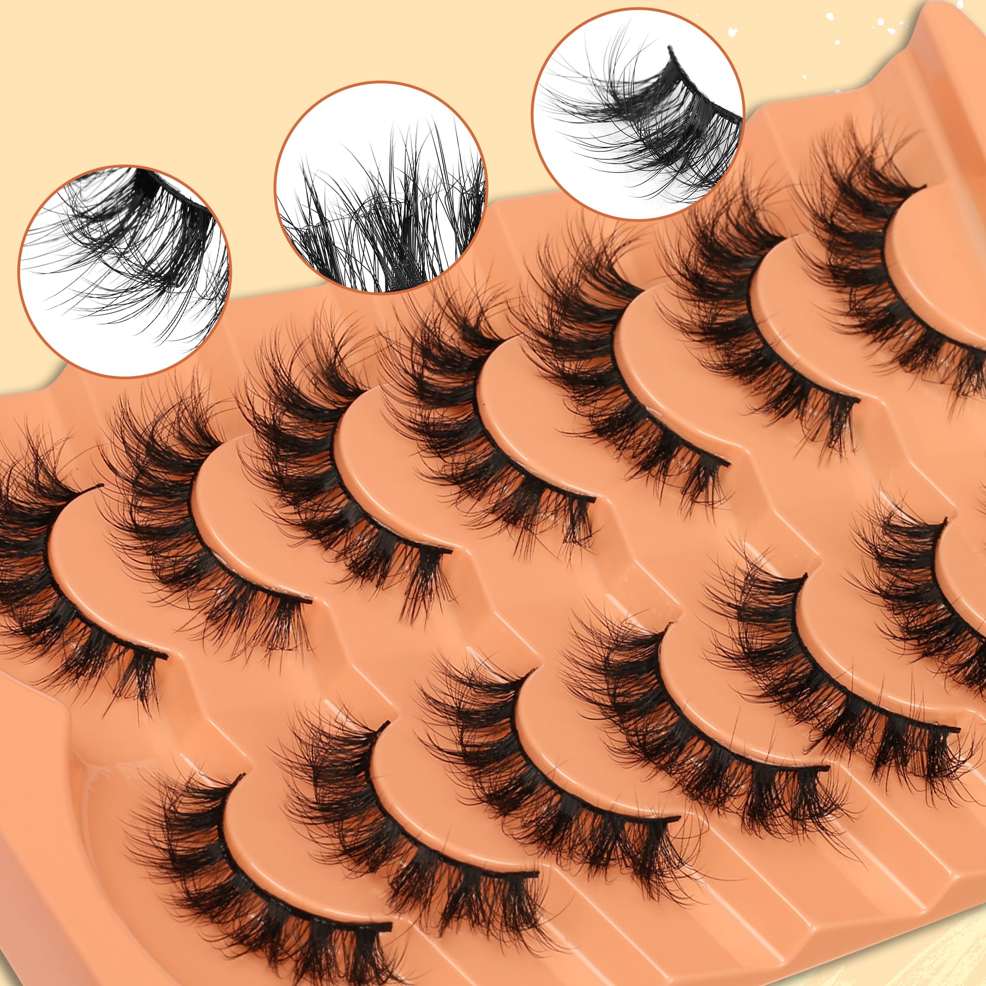 Himirell False Eyelashes Cat Eye Natural Look Lashes 6D Volume 9-15 mm Soft Faux Mink Fluffy False Lashes