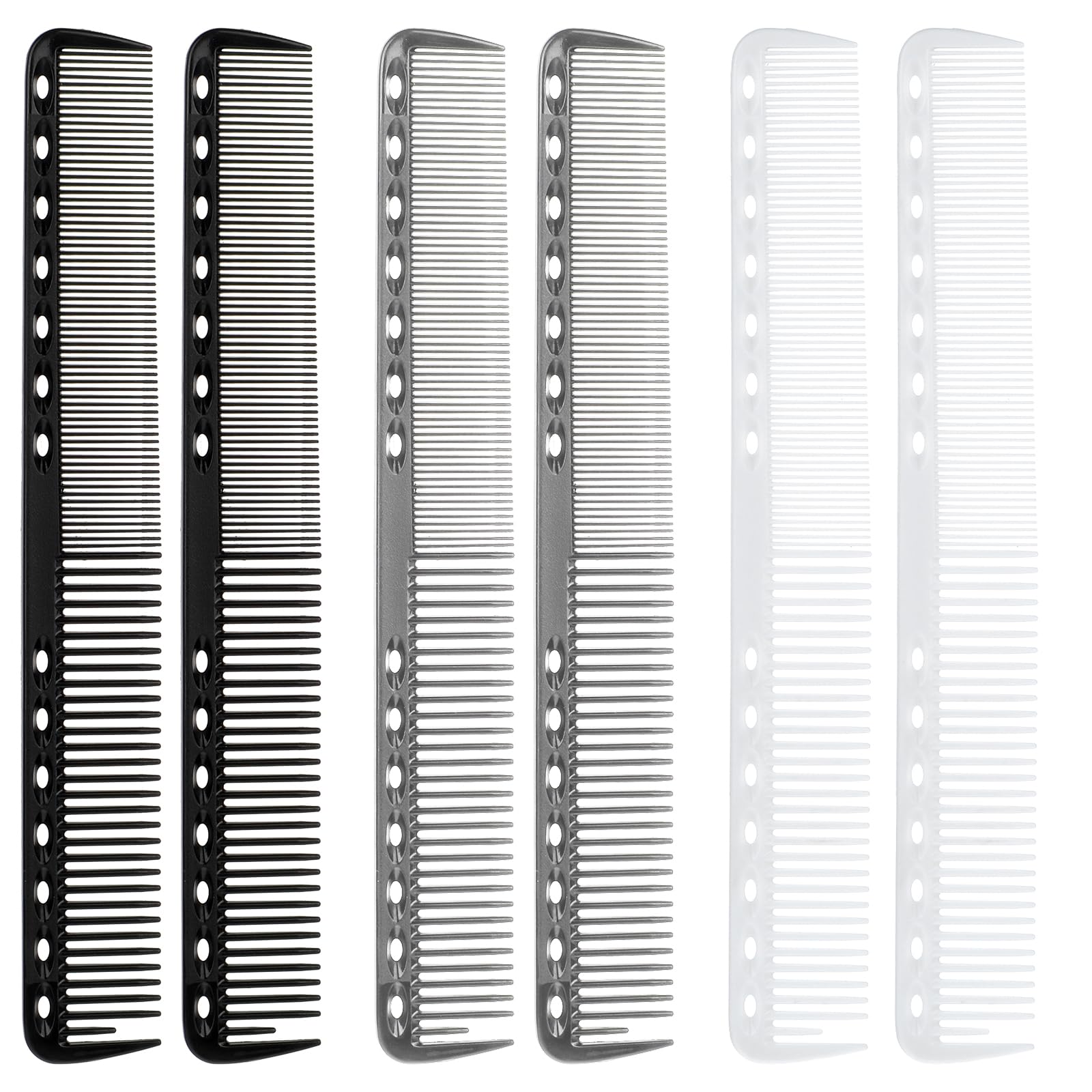 Photo 1 of 6Pcs Cutting Combs for Hair Stylist Professional Carbon Fine Cutting Comb Heat Resistant Carbon Fiber Salon Hairdressing Comb for Men(Black, Grey, White)