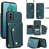Dibosom Wallet Phone Case for Moto G 5G 2024 Kickstand Card Slots Men Green | Thin Slim Flip Purse,Cash Pocket,Shoulder Strap,Luxury PU Leather,Credit Card Holder Stand Accessories Cell Protective Women
