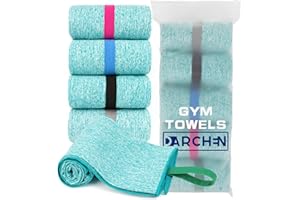 DARCHEN [5 Pack Gym Towels Accessories for Men, Quick Dry Sweat Towel for Workout Tennis Sports Exercise, Microfiber Silver Ion Towels Compact & Absorbent