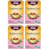 Yogi Tea Raspberry Leaf Tea - 16 Bags per Pack (4 Packs) - Caffeine-Free, Organic Raspberry Leaf - Aids Discomfort of Menstruation - Made from Organic Raspberry Leaves