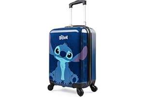 Disney Stitch Suitcase Set or Individual, Hard Shell Suitcase with Wheels 28L, 50L or 91L, 4 Wheels (Navy Stitch Small)