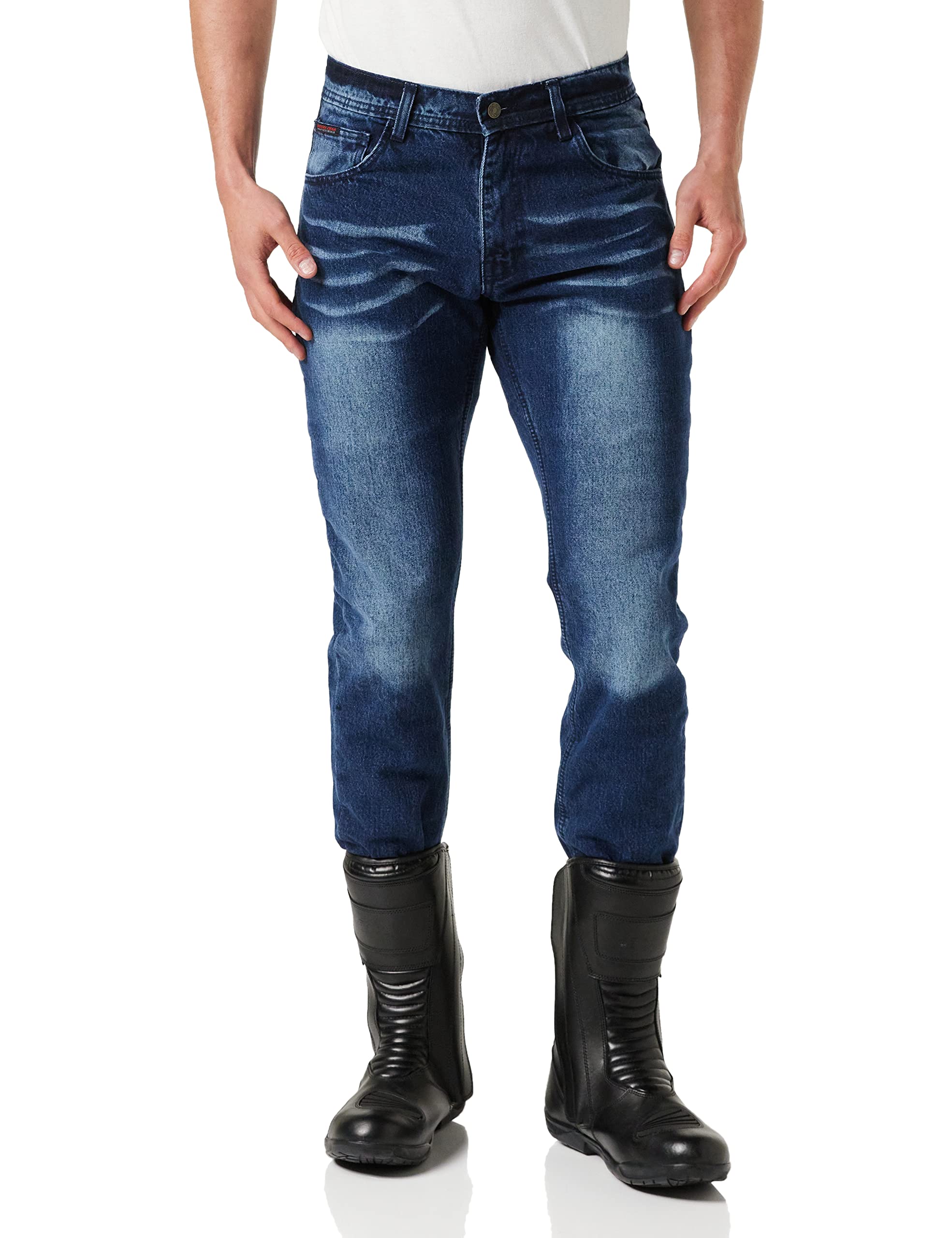 Bikers Gear Australia Unisex Kj0018-34r Kevlar Lined Classic Stone Wash Denim Motorcycle Jeans CE Protection, Stone Wash Denim, 34R L 42 W 17 UK