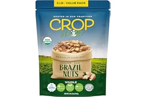 NUT CRAVINGS CROP BY POP - Organic Raw Brazil Nuts (32 Oz - 2 LB) Packed Fresh in Resealable Bag - USDA Organic, Non GMO - Naturally Grown, Vegan, Kosher