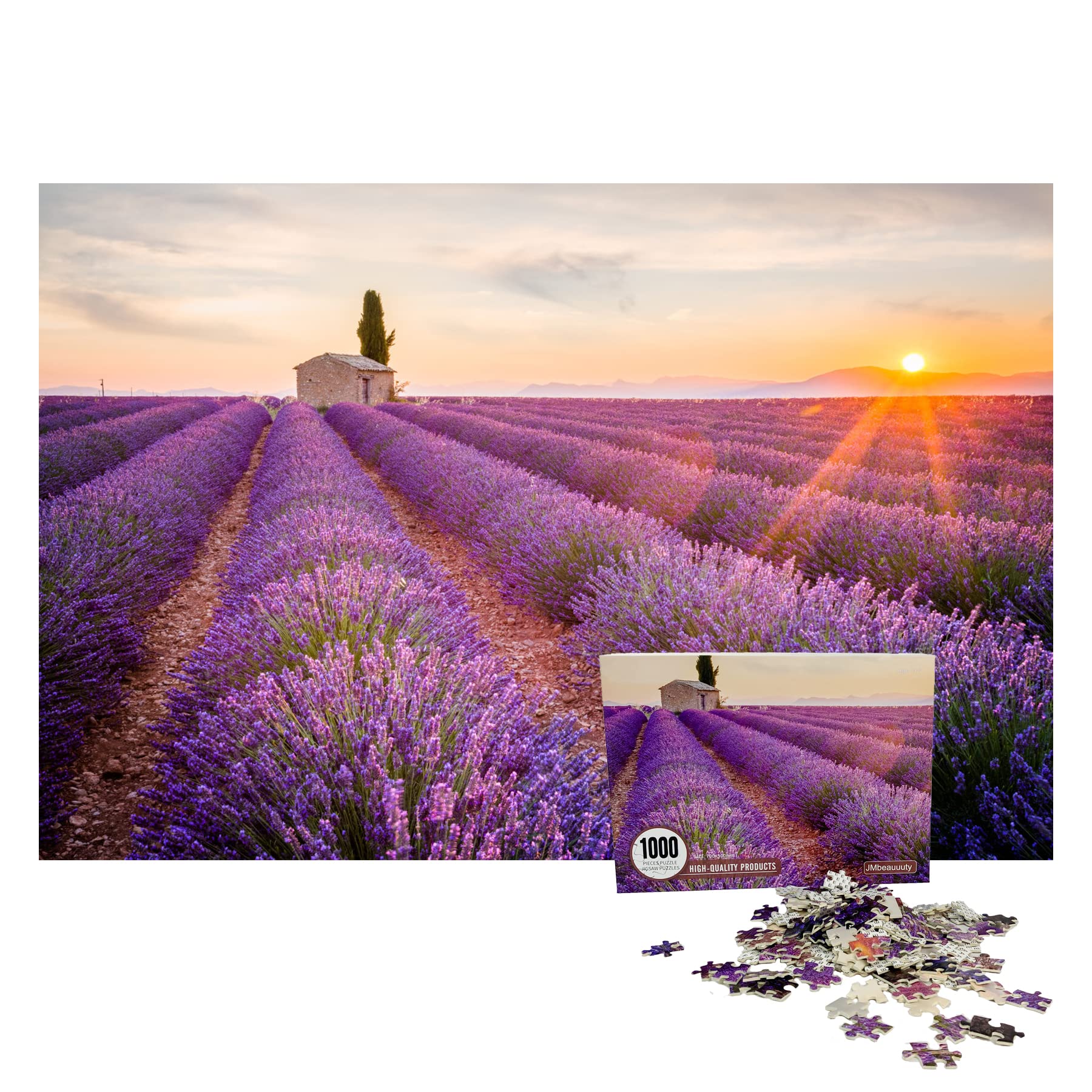 JMbeauuuty 1000 Piece Jigsaw Puzzles - Lavender Fields - Flower Puzzles for Adults 70x50cm