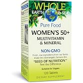 Natural Factors Whole Earth &amp; Sea Womens Multivitamin 50+ 120 Tablets | Womens multivitamin with Calcium, Selenium, Vitamin D, Vitamin B1, and more to support bone &amp; brain health