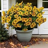 WenXin 12 Bundles Artificial Flowers for Outdoor Indoor Fake Flowers uv Resistant Artificial Outdoor Flowers Fake Plants for Porch Garden Home Patio Decor (Yellow)