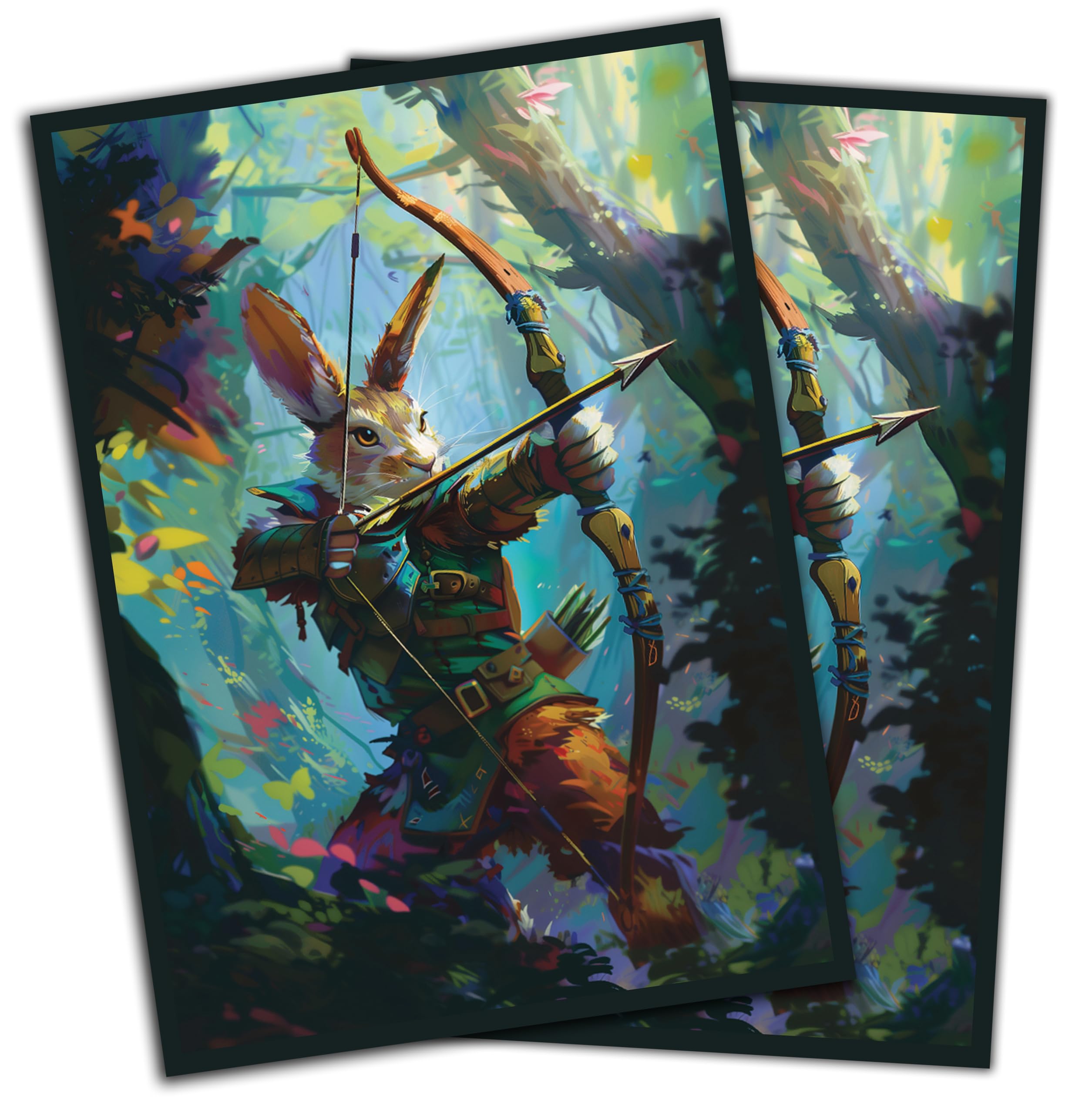 Photo 1 of Digital Sorcery Studio Rabbit Archer Card Game Sleeves – 100 Pack – Compatible with MTG – Perfect for Magic Bloomburrow Commander Decks Like Baylen, Finneas, & Ms Bumbleflower