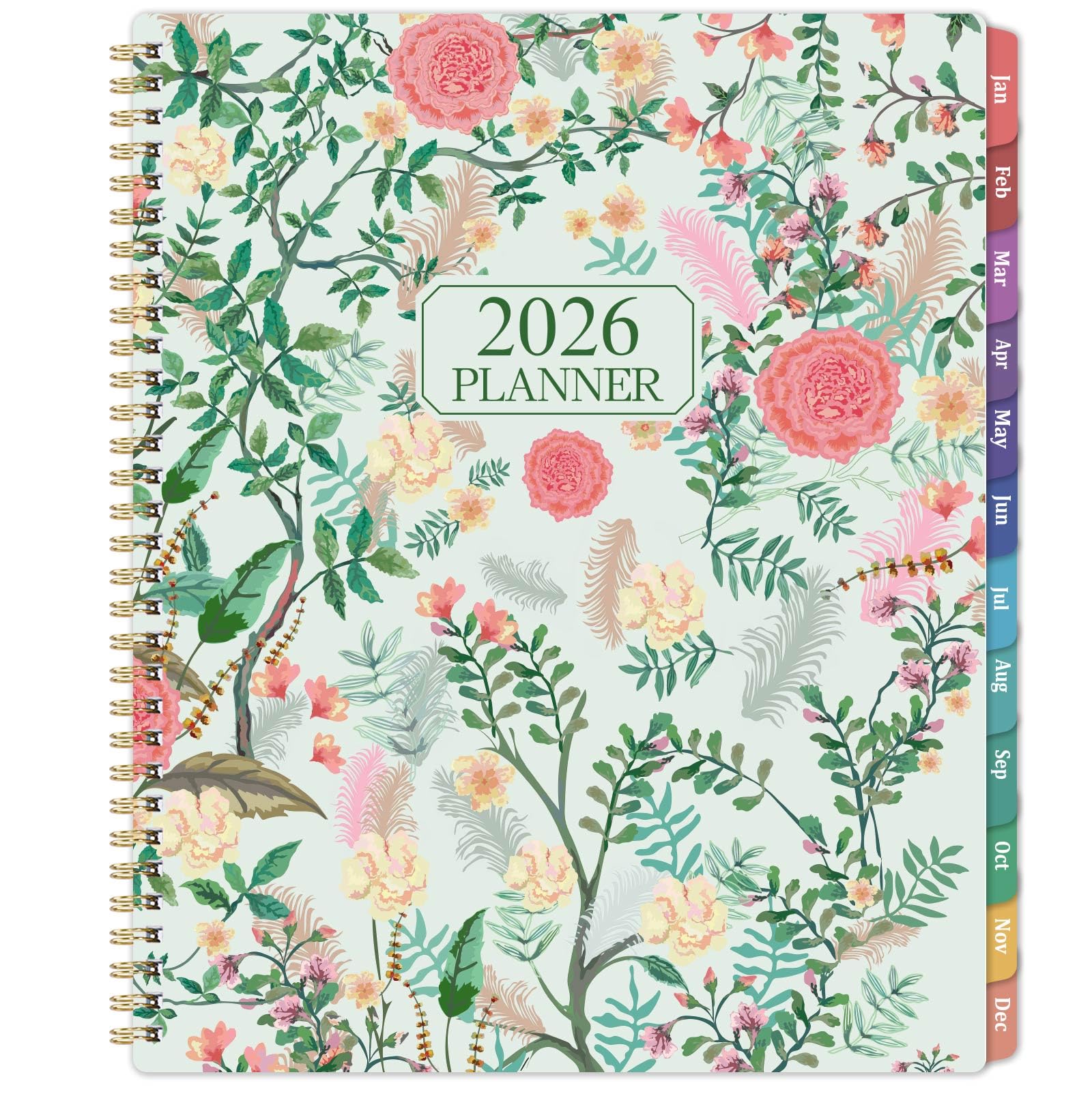 Photo 1 of 2026 Planner - Planner 2026, 9" x 11", Jan. 2026 - Dec. 2026, 2026 Planner Weekly and Monthly with Colorful Tabs, Strong Twin-wire Binding, Back Pocket - Floral