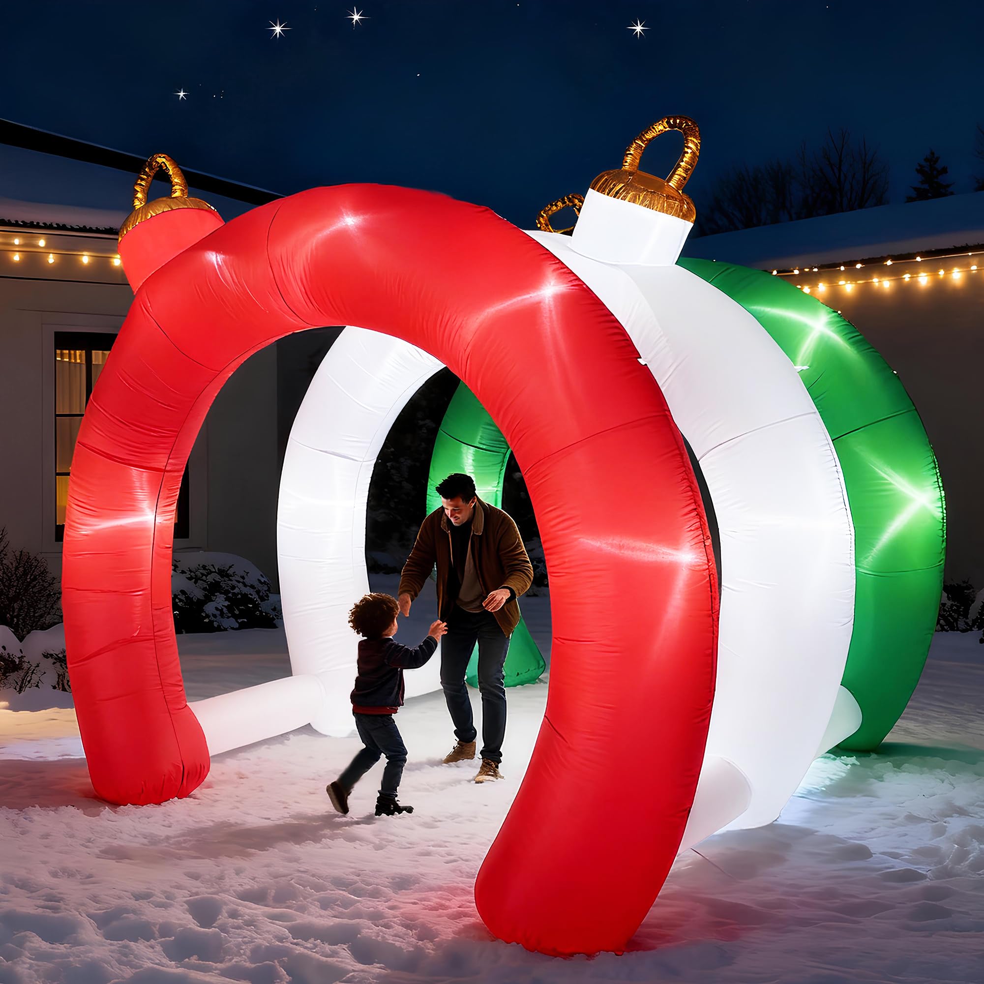 Photo 1 of 10.5 FT Christmas Inflatables Ornament Tunnel Arch Outdoor Decorations, Blow Up Walk-Through Archway Yard Decor for Garden Lawn Xmas Display