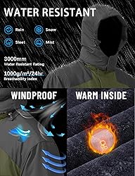 TACVASEN Mens Ski Jacket Water-Resistant Fleece
