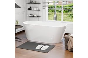 HIGREENA 55" Acrylic Freestanding Bathtub, Glossy White Soaking Tub, Stand Alone Bathtub, Oval Bathtub with Chrome Overflow and Drain, Free Standing Tub for Bathroom