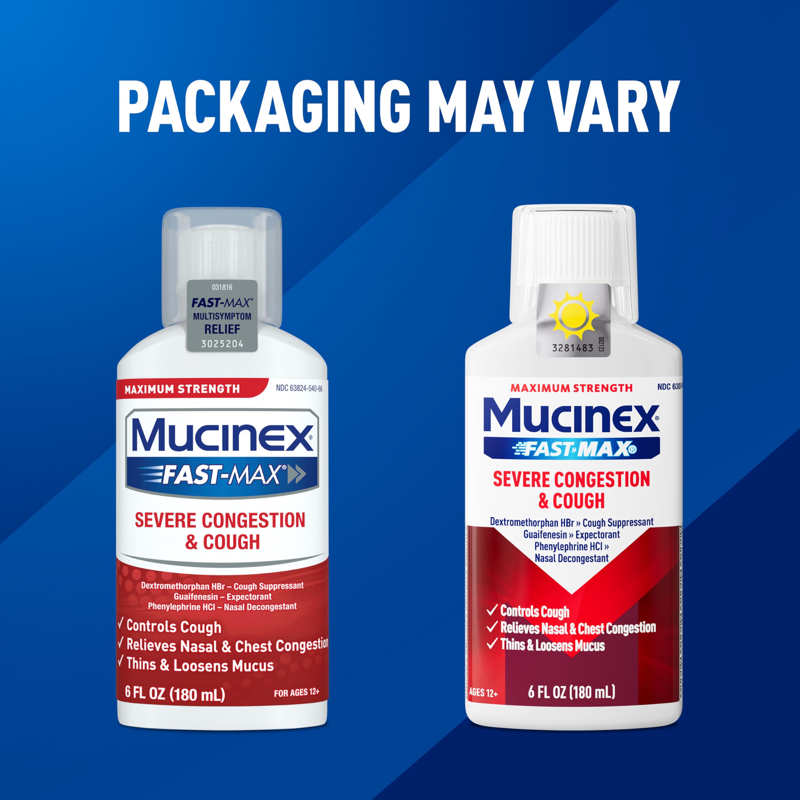 Mucinex Fast-Max Severe Congestion & Cough Medicine, Maximum Strength Symptom Relief, Over-The-Counter Medication, Cold Medicine, Cough Suppressant, Expectorant, Nasal Decongestant, 6 Fl Oz