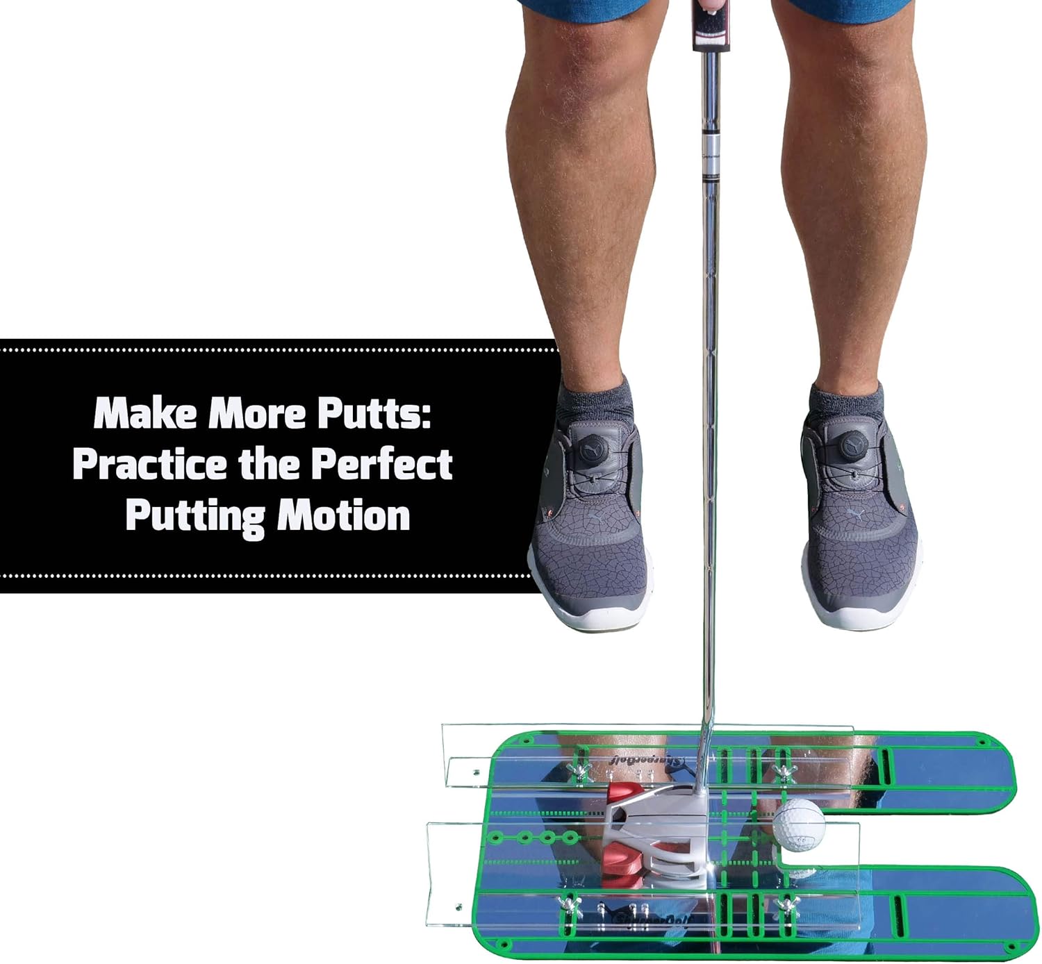 SharperGolf Premium Guide Rails Putting Mirror Large 9.25" x 17.5" Putt Swing Alignment Trainer, Portable Training Aid, Practice Equipment, Eye Path and Starting Line Trainer : Sports & Outdoors